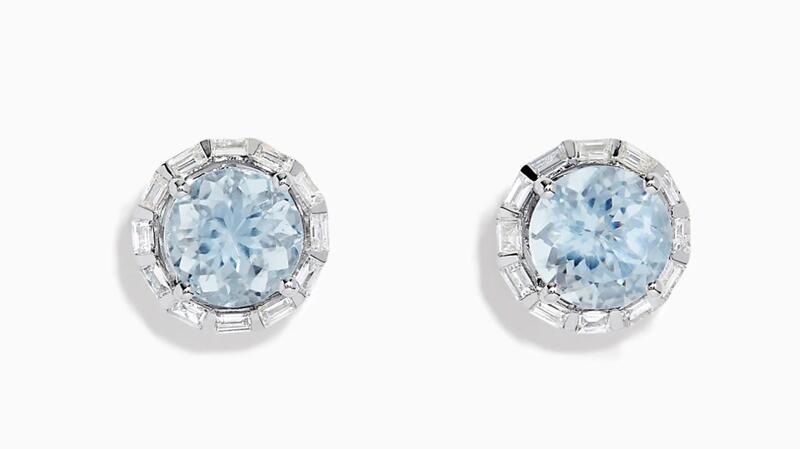 <a href="https://www.effyjewelry.com/" target="_blank">Effy Jewelry</a> 14-karat white gold, aquamarine, and diamond studs ($2,205)