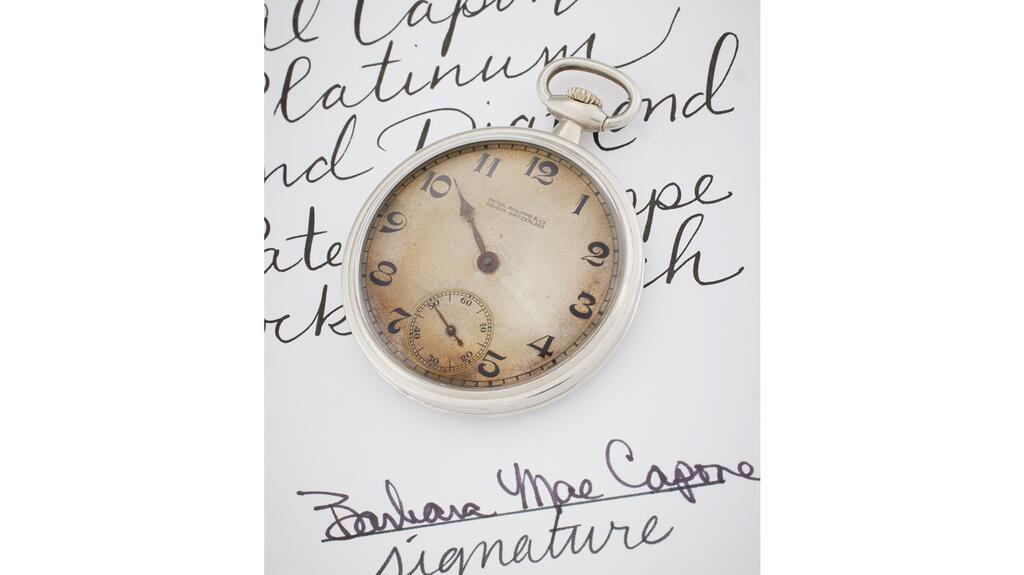 In 2021, a buyer paid $229,900 for this Patek Philippe pocket watch that belonged to Al Capone but got only $92,250 for it at Sotheby’s on Tuesday. (Photo courtesy of Sotheby’s) Al Capone Patek Philippe pocket watch