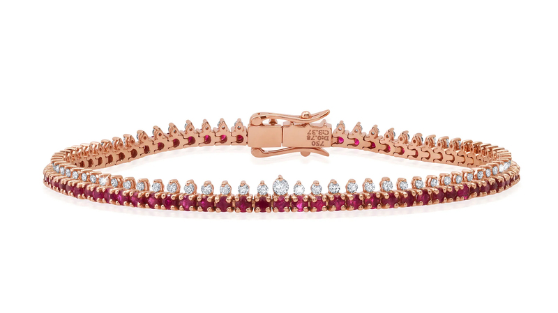<a href="https://grazielagems.com/" target="_blank">Graziela</a> 18-karat rose gold ruby and diamond tennis bracelet ($8,575)
