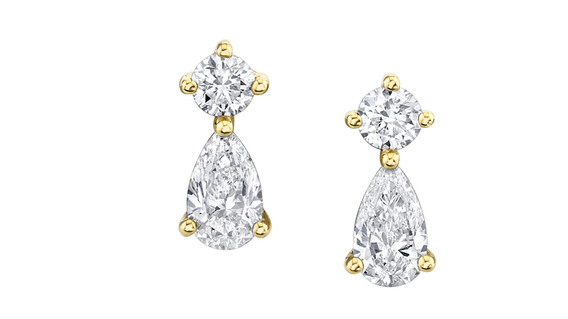 Anita Ko “Violet Earrings” in 18-karat gold with 0.6 carats of pear-shaped diamonds and 0.2 carats of round diamonds ($6,575)