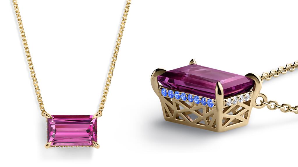 Gemology Geek Ignite purple garnet pendant