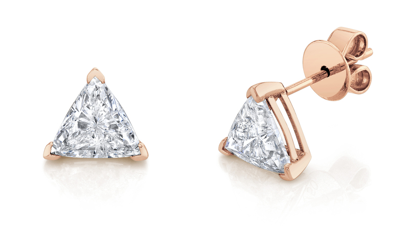 Shay Jewelry 18-karat rose gold earrings with 2 carats of trillion-cut diamonds ($24,000)