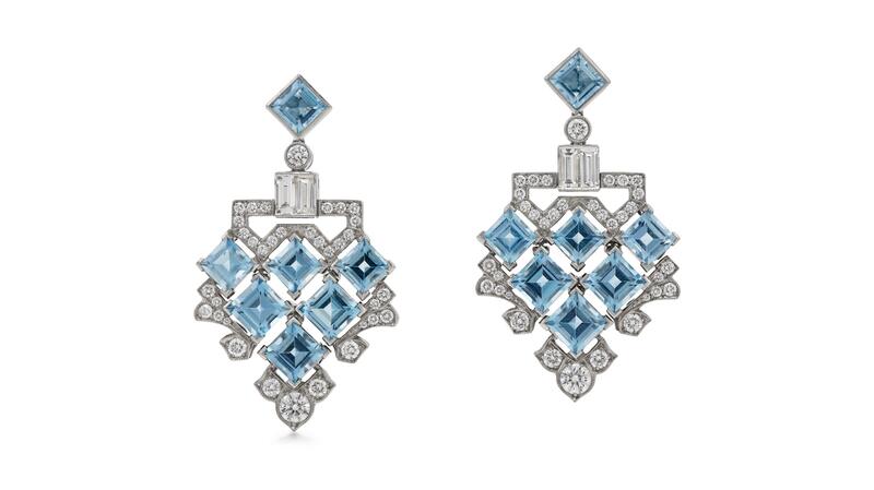 <a href="https://www.fredleighton.com/" target="_blank">Fred Leighton</a> platinum, aquamarine, and diamond earrings ($20,400)