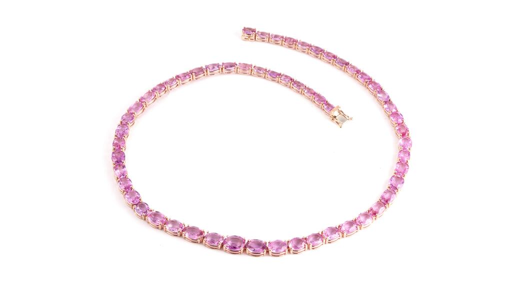 Sylva & Cie 18-karat yellow gold bracelet with 54.37 carats of pink sapphires