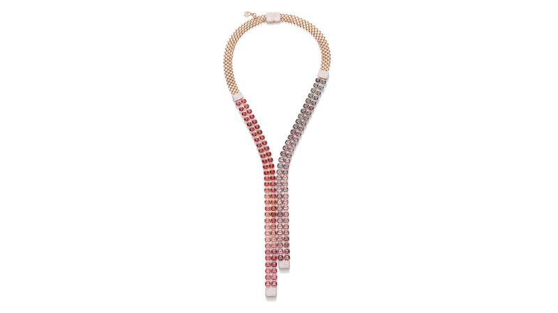 Pomellato high jewelry Skyline necklace in rose gold with spinels and diamonds