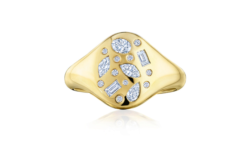 Kwiat 18-karat yellow gold signet ring with 0.35 carats of diamonds ($2,550)
