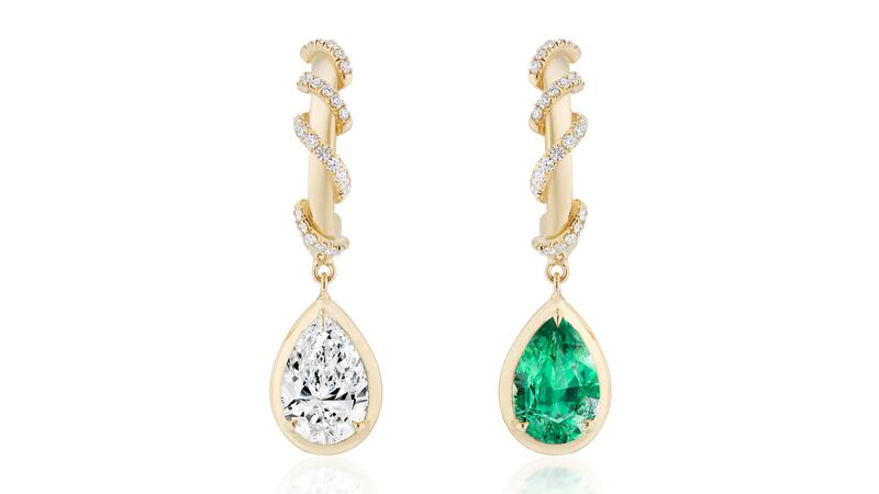 Vanessa Fernandez emerald and diamond earrings
