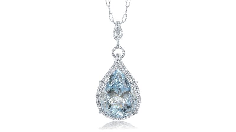 <a href="http://lalijewelry.com/" target="_blank">Lali Jewels</a> aquamarine and diamond pendant set in 18-karat white gold ($37,570)