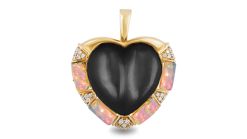 “Large DNA Heart Pendant” featuring black onyx, Ethiopian opal, and diamonds ($5,815)