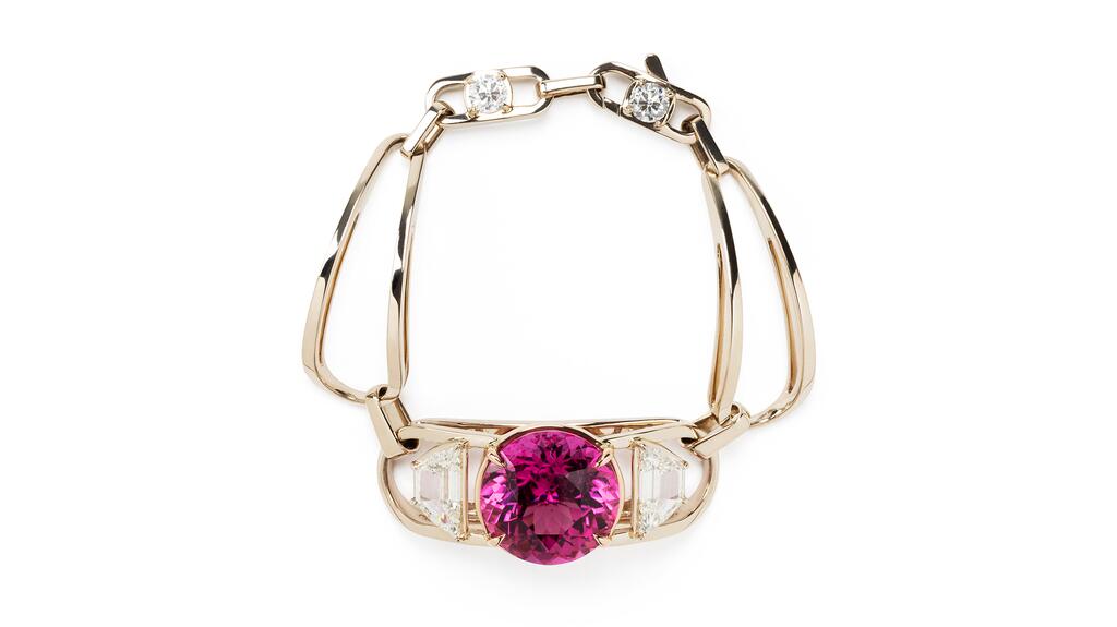 Ara Vartanian “Biela” bracelet in 18-karat white and rose gold with an 18.81-carat rubellite and 4.17 carats of diamonds