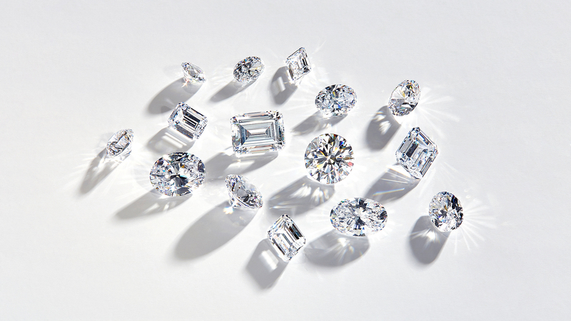 A selection of loose lab-grown diamonds