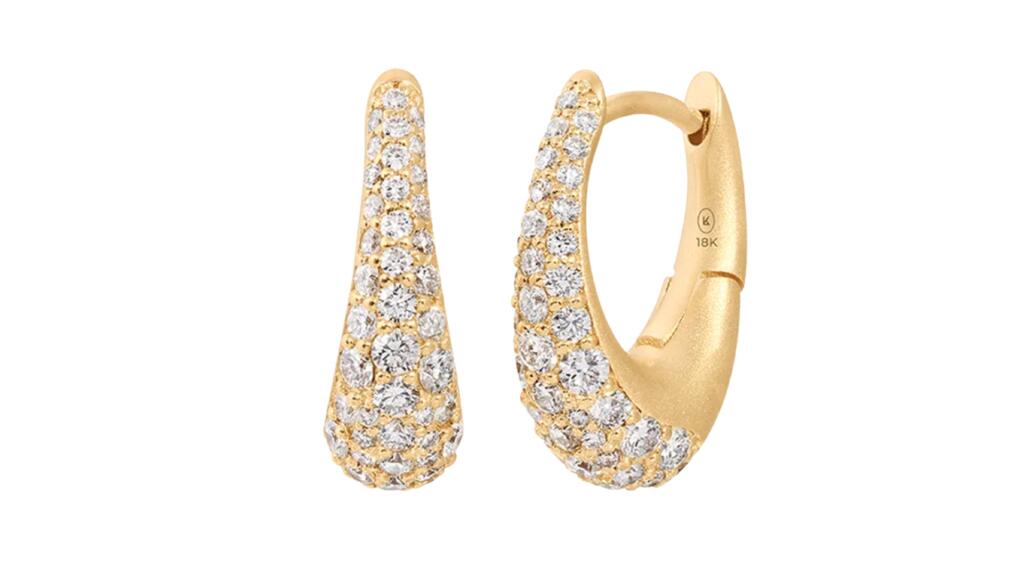 Kat Liu’s “Courbeé” hoop earrings with diamonds in 18-karat yellow gold ($5,280) Kat Liu Courbee Hoop Earrings