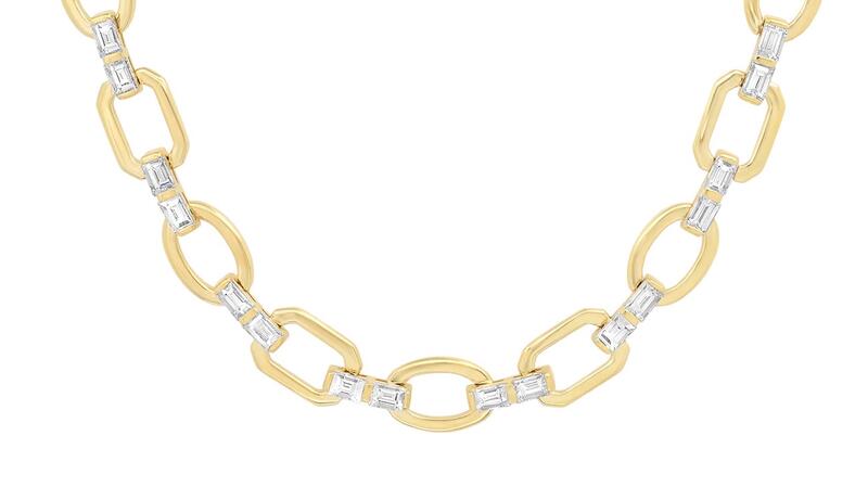 Eriness gold and baguette-cut diamond tennis necklace