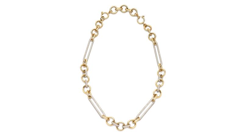 Foundrae gold and diamond oversized mixed clip chain tennis necklace