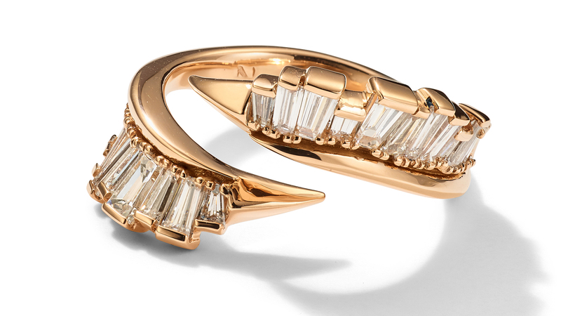Nak Armstrong 20-karat recycled rose gold Ruched Open Coil ring with responsibly sourced diamonds ($7,950)