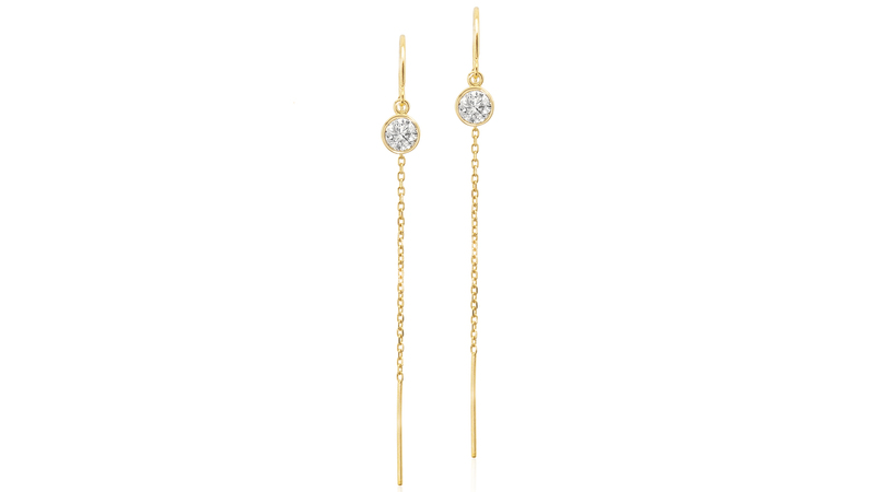 Jean Joaillerie 14-karat yellow gold diamond bezel cable chain threader drop earrings with ethically sourced diamonds set in 100 percent recycled gold ($2,610)