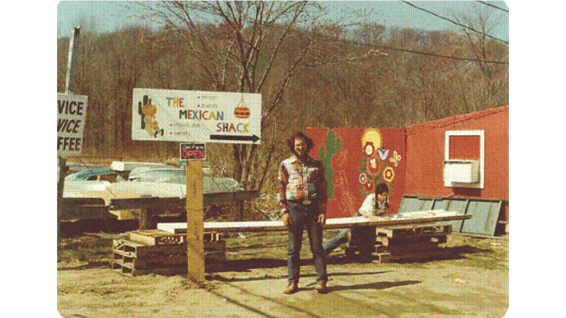 Steve Delzio stands outside The Mexican Shack in the 1970s