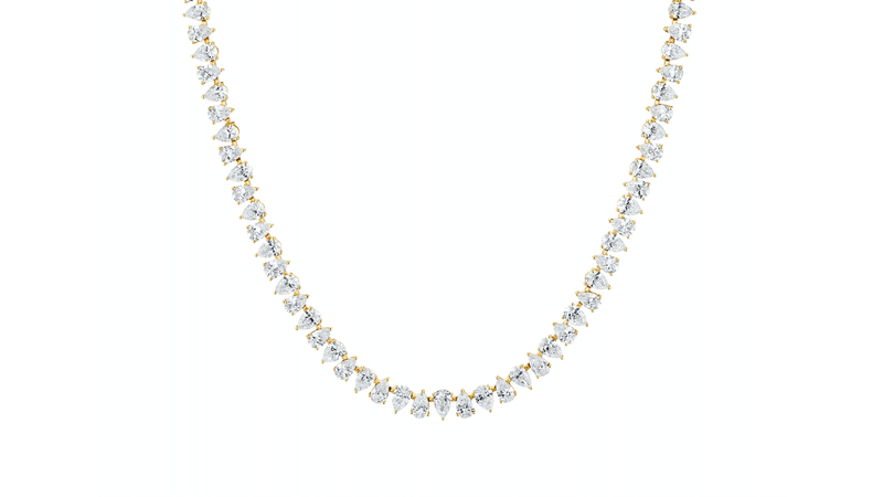 Logan Hollowell "Reverse Water Drop" necklace in 14-karat yellow gold with 14.1 total carats of diamonds ($72,000)