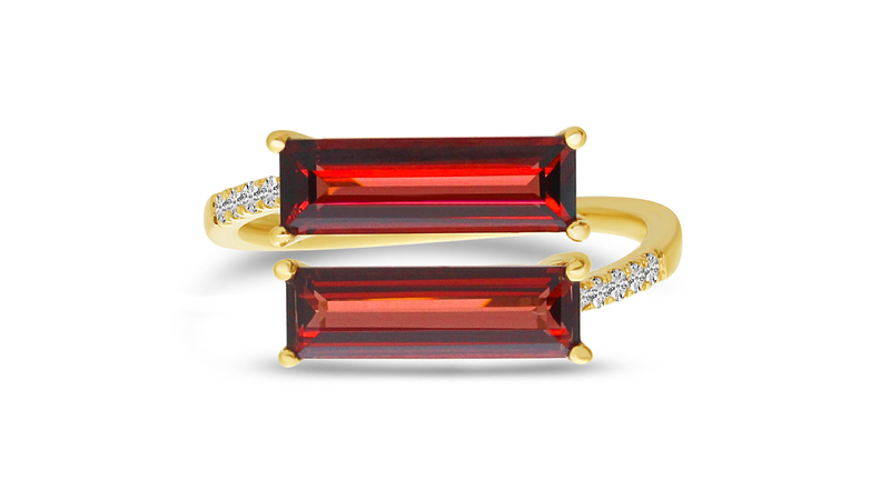 <a href="https://brevani.com/" target="_blank">Brevani</a> garnet and diamond ring in 14-karat yellow gold ($970)