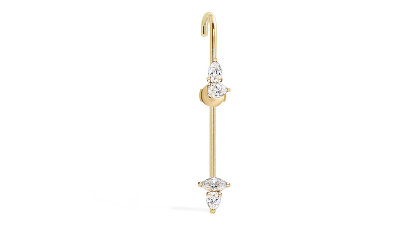KatKim, a company with sustainability as a core pillar upon which the brand was founded, Petite Allora Ear Pin with responsibly sourced diamonds and crafted in polished 18-karat gold ($3,460)