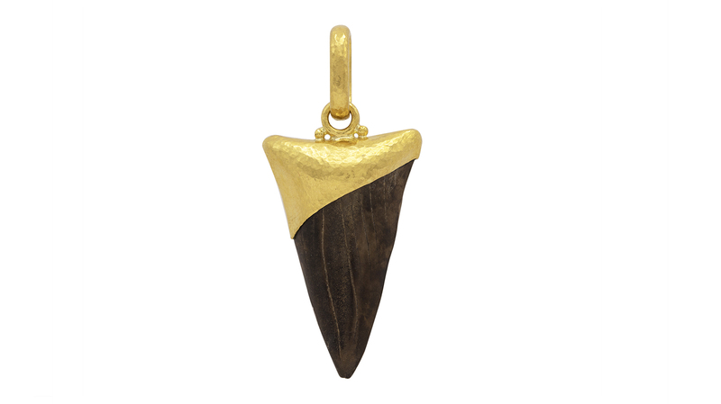 One-of-a-kind pendant with found shark tooth set in 24-karat gold ($2,750)