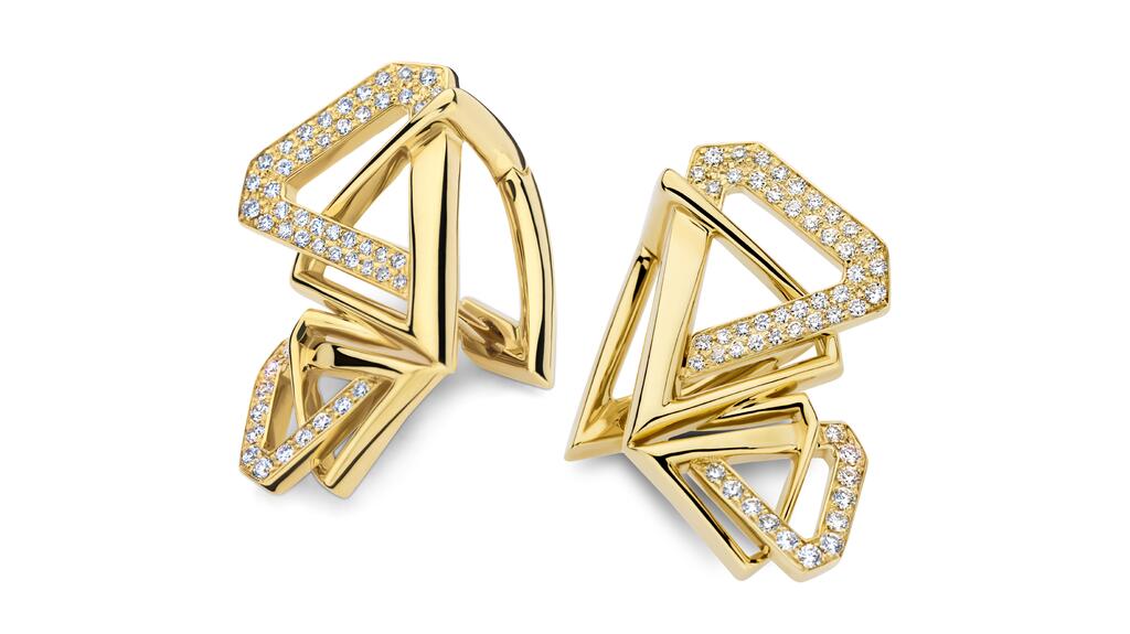 Dries Criel 18-karat yellow gold and diamond earrings