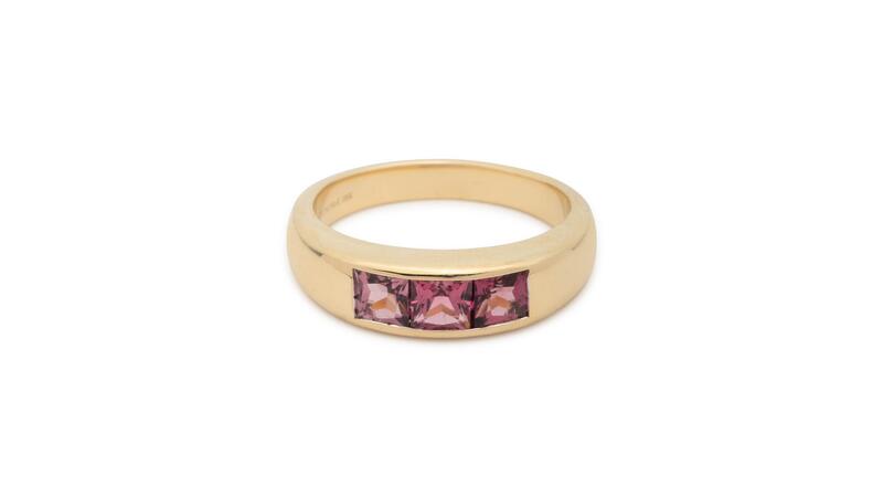 Foundrae Princess Cut Pink Tourmaline Gemstone Band