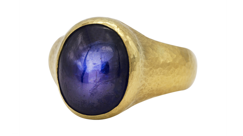 One-of-a-kind ring with kyanite in 24-karat gold ($6,475)