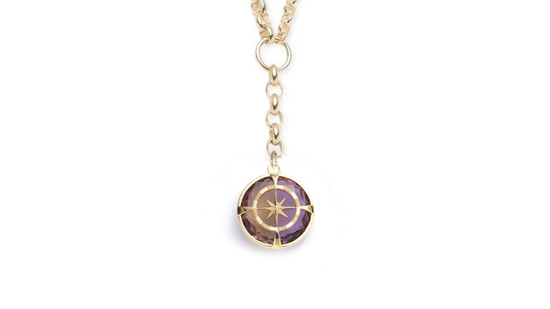 Foundrae Internal Compass Large Amethyst Citrine Gemstone Pendant