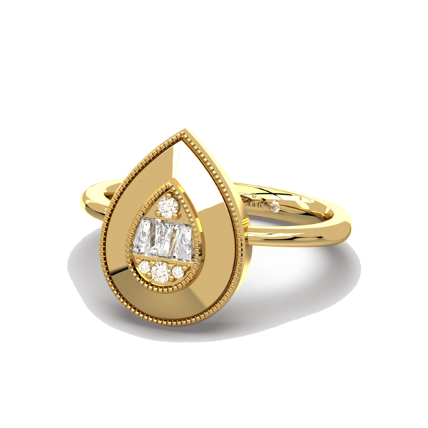 <a href="https://clartenewyork.com/collections/gatsby " target="_blank">Gatsby Pear Ring</a>: Our 14-Karat yellow gold Gatsby Pear Ring with a hand milgrain border and pear illusion diamond center (1,219)