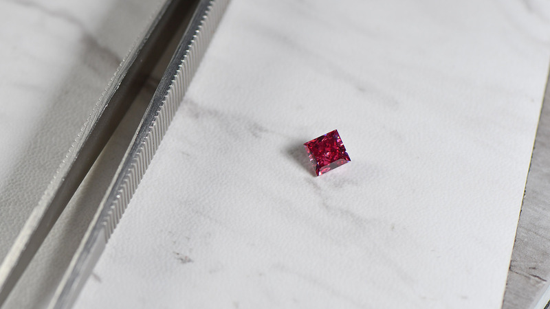 The 1.01-carat fancy purplish red “Leela Gera Red Princess”