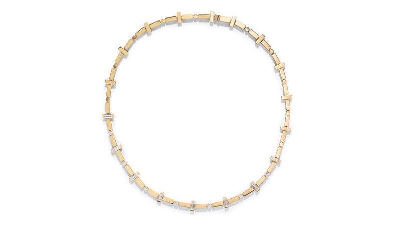Azlee scattered diamond and gold tennis necklace