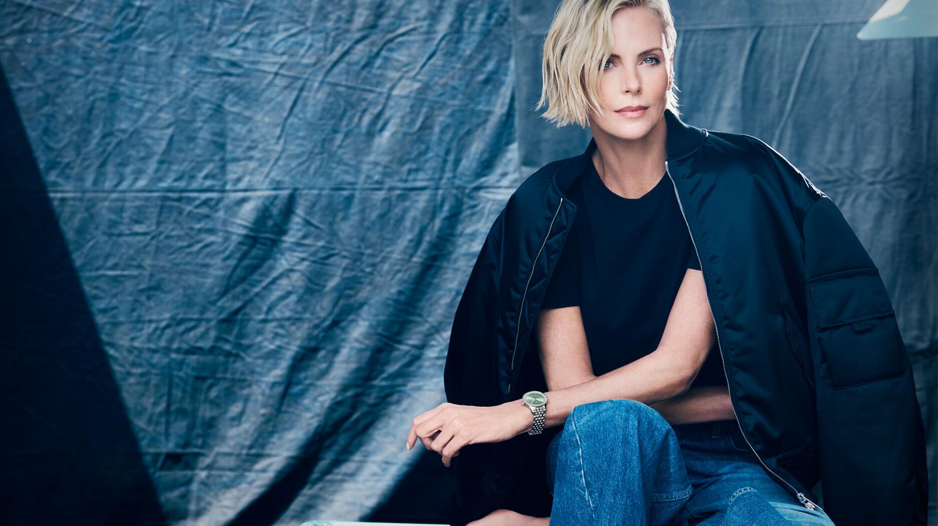 Charlize Theron in Breitling Navitimer watch campaign 2023 