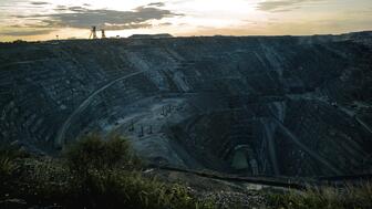 Sunset shot of De Beers Venetia diamond mine in South Africa 