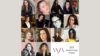 This photo shows the 14 designers who will participate in the 2023 Jewelry Loupe Project.
