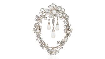 Emil Biedermann 19th century pearl and diamond devant-de-corsage