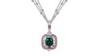 Muzo emerald and argyle pink diamond necklace