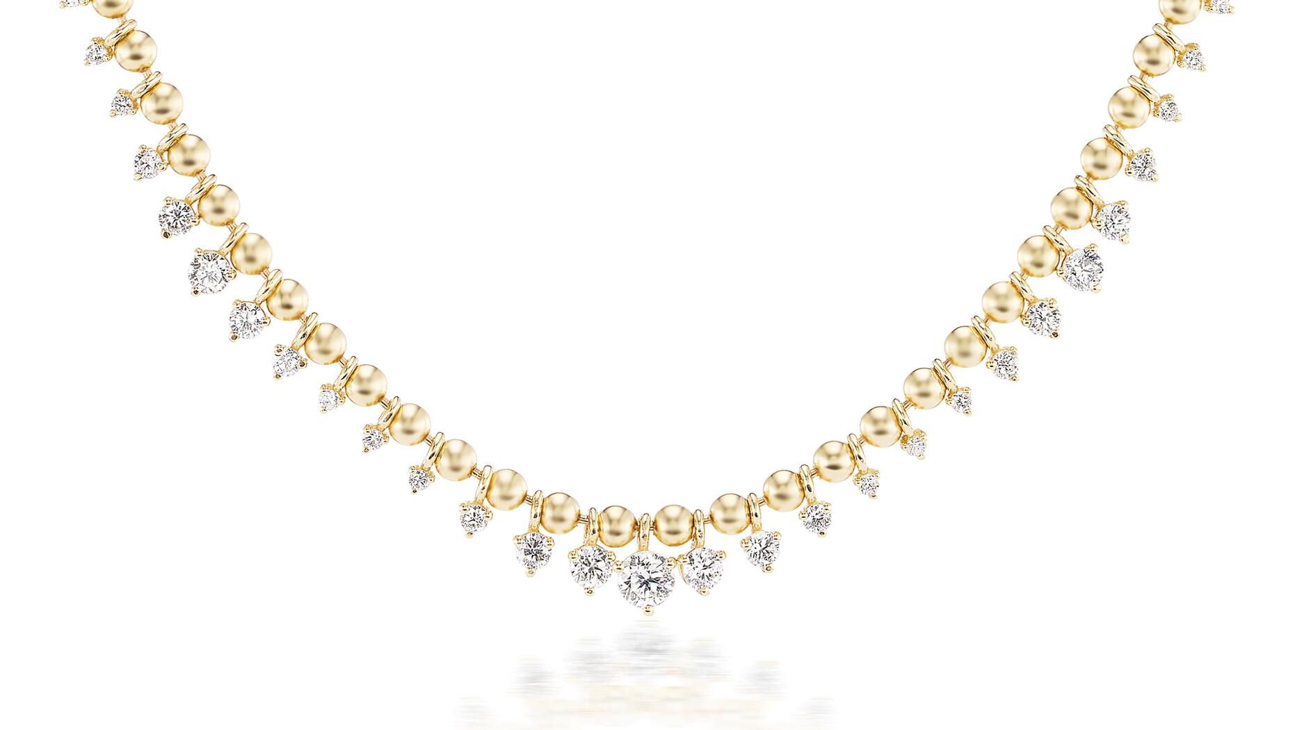 Vice Versa gold and diamond ball chain tennis necklace  