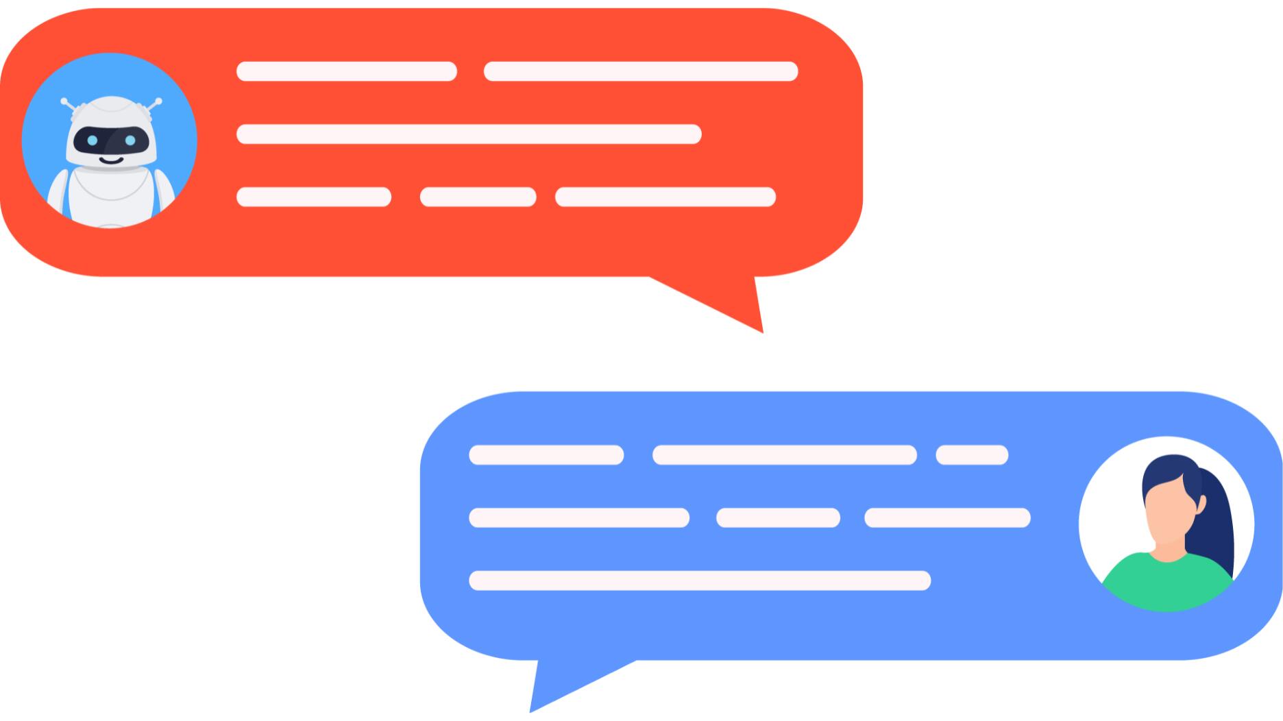 A text conversation between a chatbot and a human 