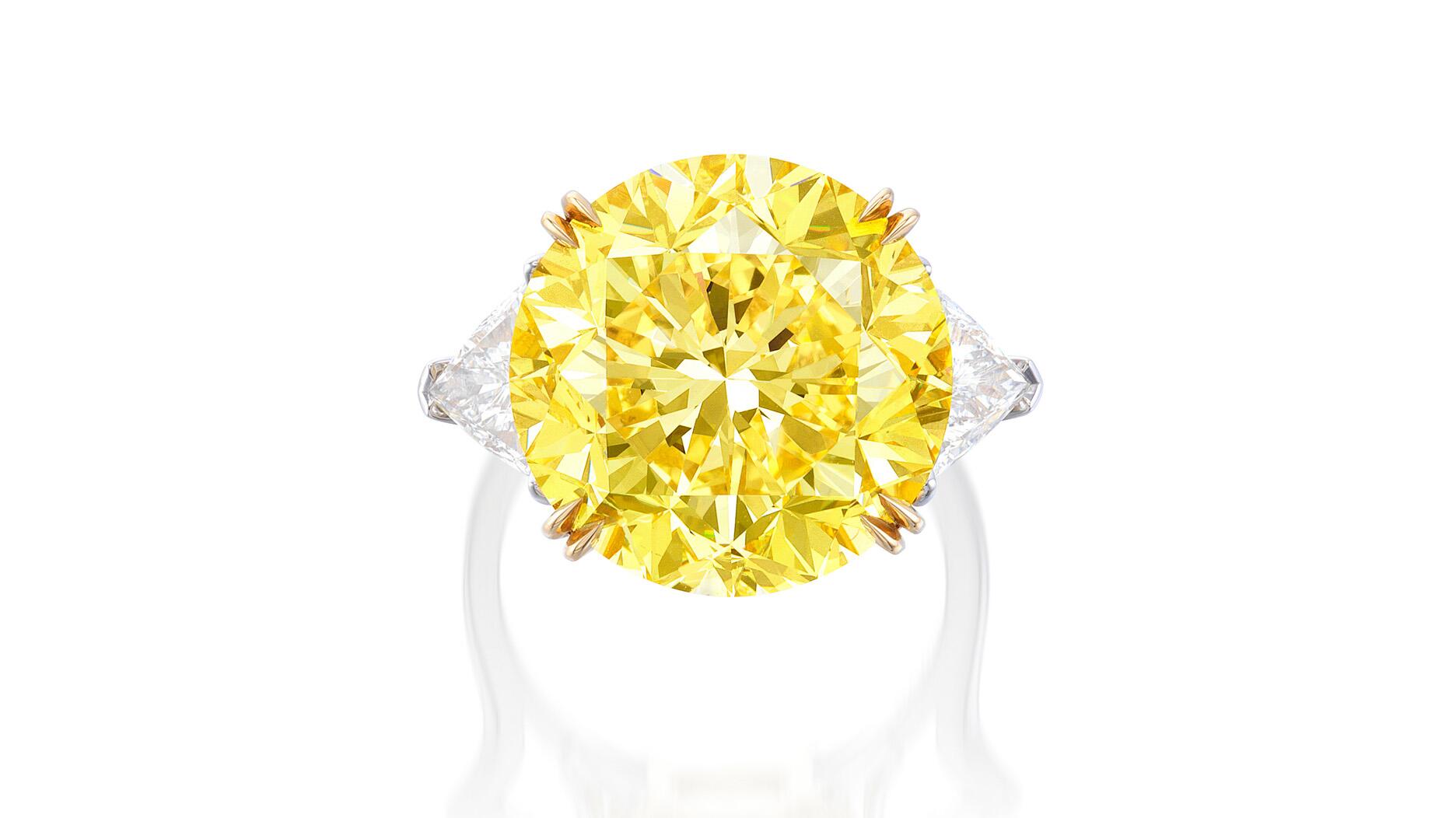 Brilliant cut fancy vivid yellow diamond 16 carats