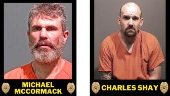 Mug shots of murder suspects Michael McCormack and Charles Robinson Shay  