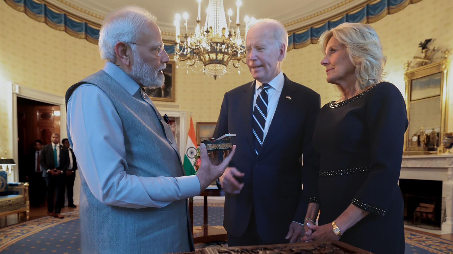Indian Prime Minister Narendra Modi with U.S. President Joe Biden and First Lady Jill Biden
