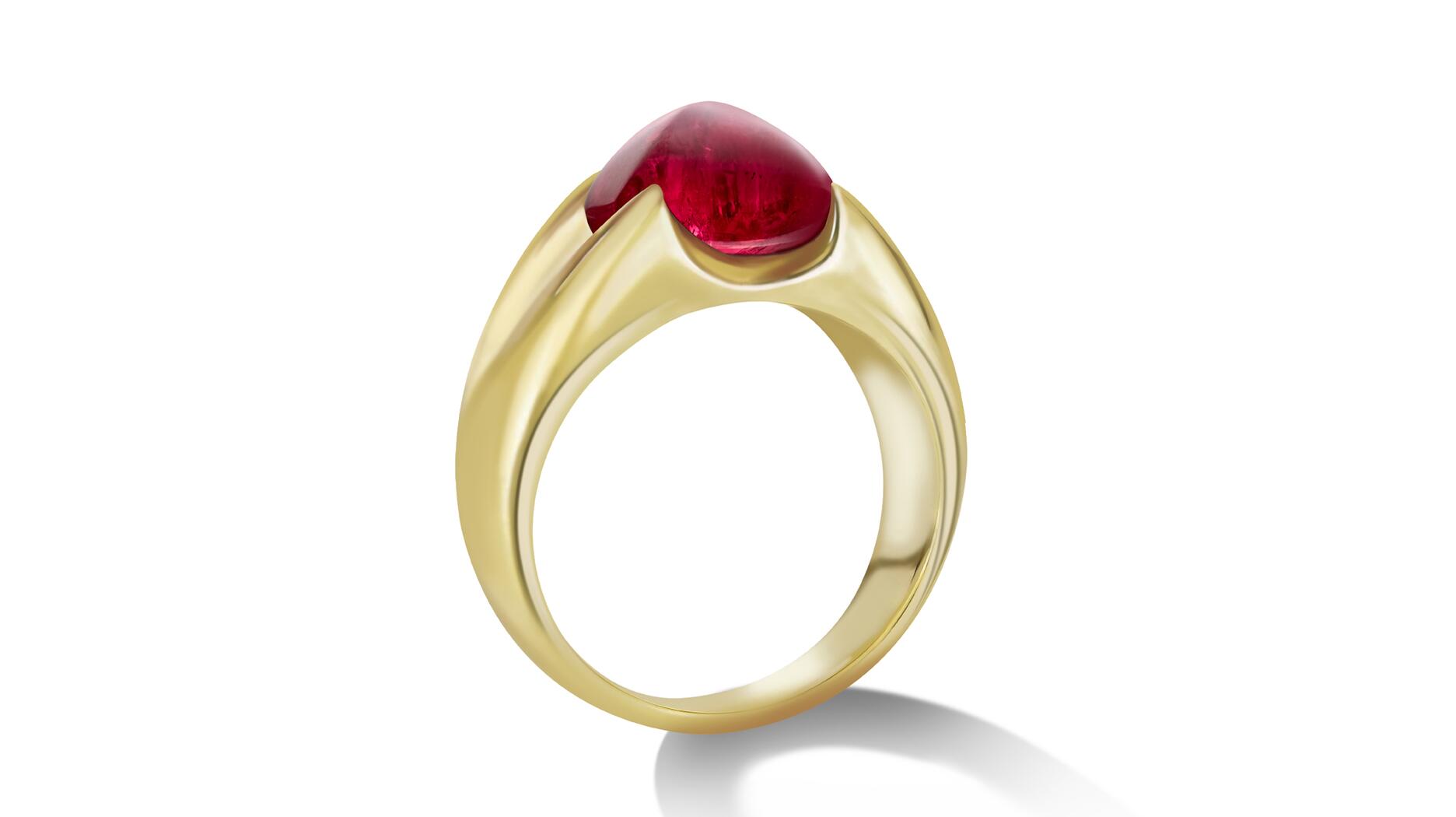 Liv Luttrell 4-carat ruby ring set in 18-karat yellow gold