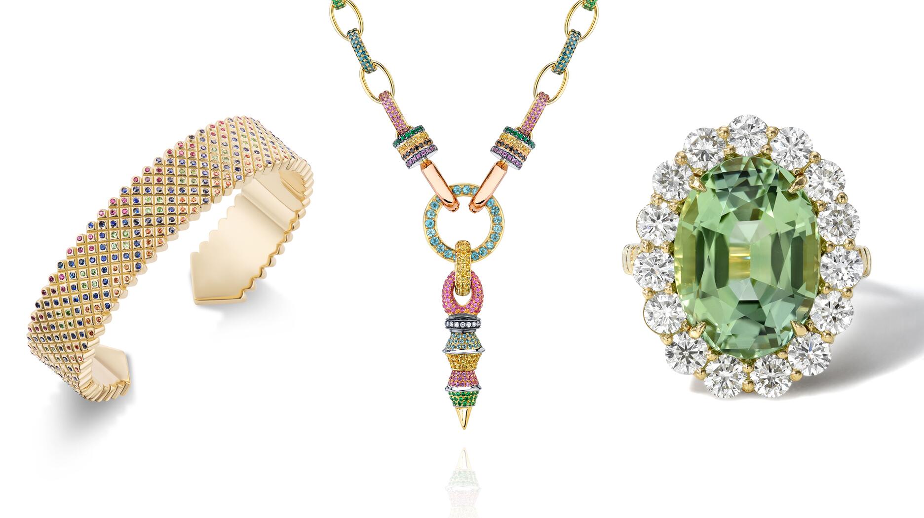 LV Large Pendant, White Gold & Rainbow Gemstones - Categories
