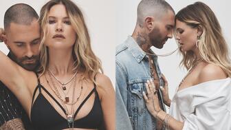 Adam Levine and Behati Prinsloo modeling Jacquie Aiche’s Rebel Heart collection