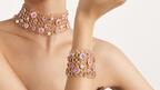 Pomellato high jewelry “Urban Bloom” choker and bracelet in rose gold with diamonds and pink and purple sapphires