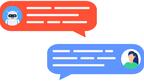 A text conversation between a chatbot and a human 