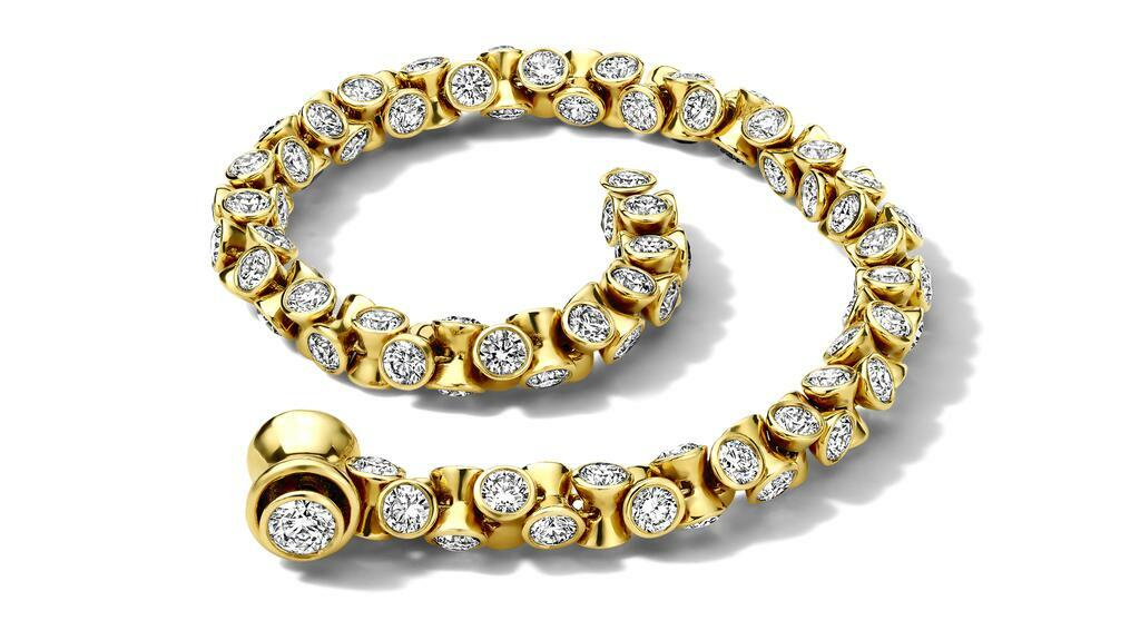 Ox diamond tennis bracelet in yellow gold 