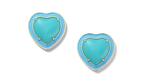 Alison Lou heart-shaped Jelly button studs in lagoon 